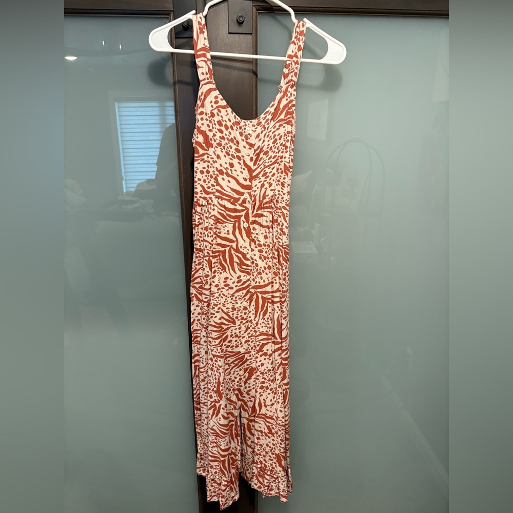 Sincerely Jules Rust and Cream Sleeveless Maxi Sundress